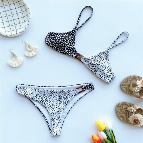 Sexy Swimwear Bikini Set 2020 Cross Stitching Polka Dot Swimming Suit For Women Swimsuit Padded Push-up Split Biquini