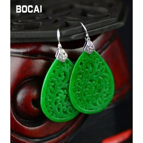 S925 silver iron dragon Health Natural stone earrings jewelry Ms. sterling silver earrings