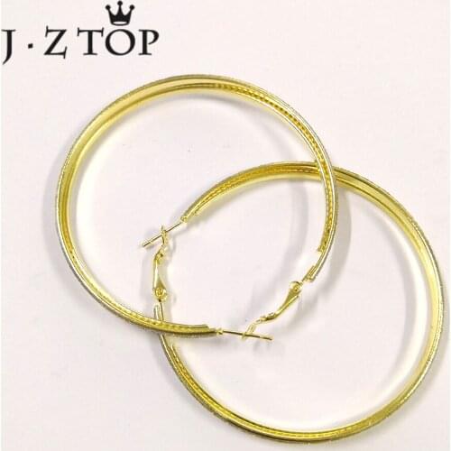 Jztop Bohemian Gold Color Sequined Big Hoop Earrings Woman Sexy Metal Circle Geometric Punk Earring Female Statement Jewelry