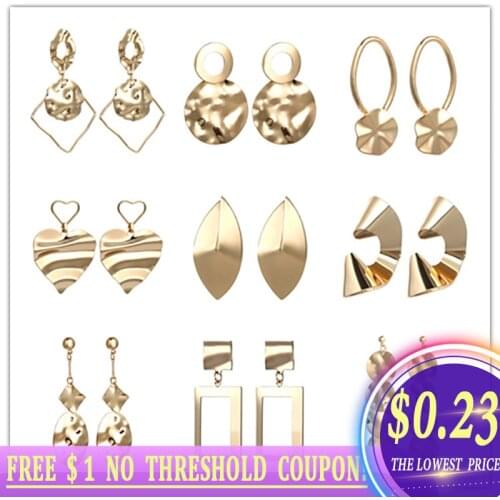 Boho Earrings Indian Jewelry Irregular Geometric Earrings Silver Gold Color Heart Statement Earrings 2020 For Best Friend Gift