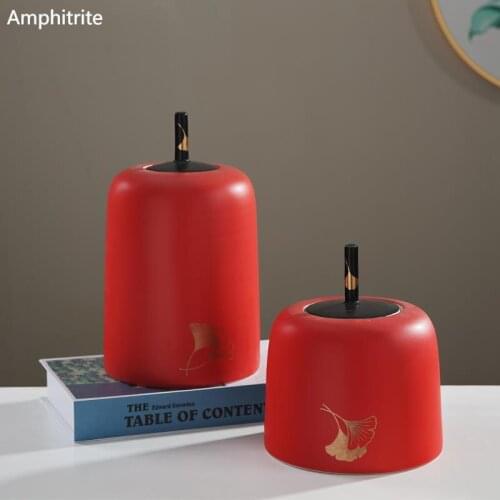 Chinese Style Modern Ceramic Storage Tank Creative Decoration Abstract Art Storage Tank With Home Accessories Lid Food Container