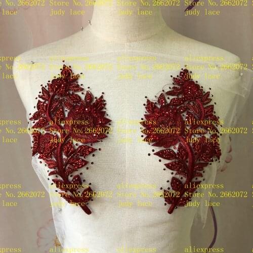 Stock 1piece/bag Wine red chest decoration hot diamond beads fashion accessories for the wedding dress festival dress