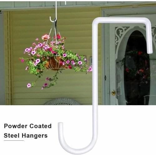 Vinyl Fence Hook Patio Hook White Powder Coated Steel Hangers for Indoor Outdoor Hanging Lights Plants Planters Bird Feeder