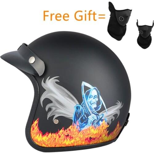 DOT Approved Vintage Sun Visor Cafe ABS Open Face 3/4 Motorbike Helmets Retro Skull Helmets Casque Moto Scooter Protection
