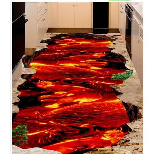 Waterproof floor Fire mountain mural painting 3D wall murals wallpaper floor Custom Photo self-adhesive 3D floor