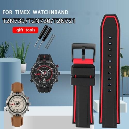 Convex silicone watch strap for t-i-mex tide compass t2n720 t2n721 sports waterproof silicone mans watch strap 24 * 16mm chain