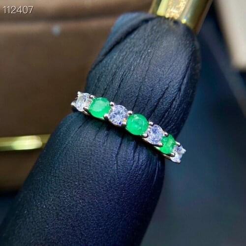 New natural emerald ring 925 silver ladies ring luxury inlaid elegant atmosphere design