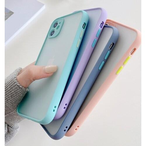 100pcs 2 In 1 Candy Colorful Matte Frosted Hard Cover Silicone Armor Case For iPhone 12 Mini 11 Pro Max XS XR X 8 7 6 6S Plus SE