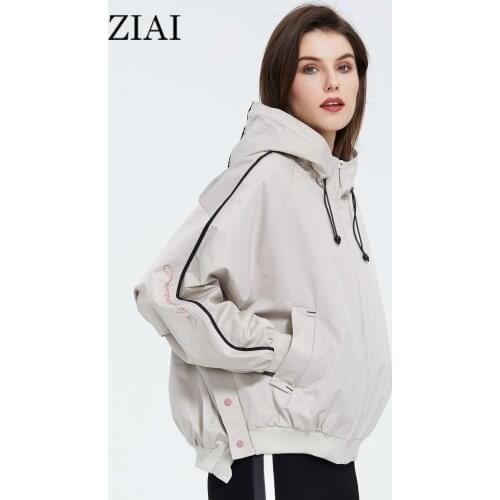 ZIAI 2020 spring Women short black hooded Windproof trench coats letter Drawstring fashion brand Windbreaker hot ZS-7188