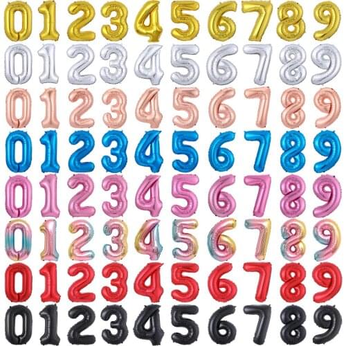 1pc 8 color 32inch helium Foil Number Balloons Birthday Party Decoration Baby Shower Celebration Supplies Air Globe 0-9 Digital