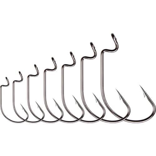 10pcs/lot high Carbon Steel Fishing Hook Wide Crank Offset Fishhook jig head crank hook For Soft Worm Lure Bass Barbed Carp