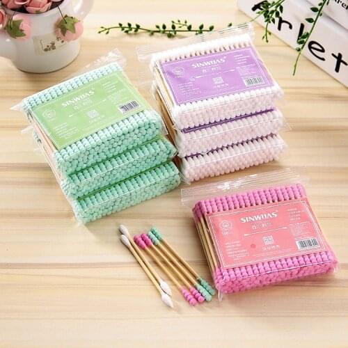 100Pcs Double Head Cotton Swab Microbrush Cosmetic Makeup Cotton Swab Medical Cleaning Tips Ear Buds Cleaning Tools
