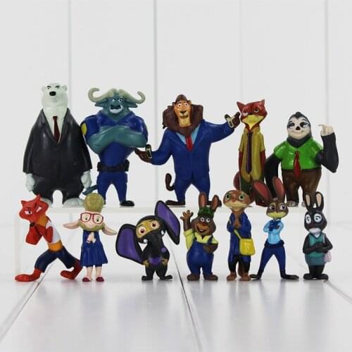 12pcs/lot Zootopia Cosplay Cartoon Nick Wilde Judy Hopps PVC Action Figure Model Doll Toys