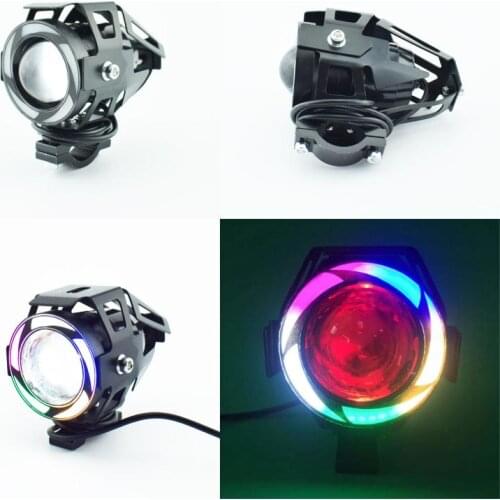 12V 125W Motorcycle Headlights LED Moto U7 colorful lights Motorbike Auxiliary work lights 6500k Fog lamp Headlamp Accessories