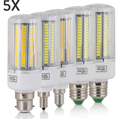 5Pcs E27 E14 LED Corn Light Bulbs AC 220V 110V Super Bright White Lamp E12 B22 Ampoule for Home Bedroom Replace 50W Incandescent