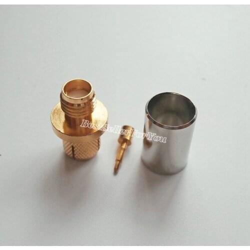 5X RP SMA RPSMA RPSMA Female Plug Crimp For RG5 RG6 5D-FB LMR300 Cable Straight RF Connector Brass Golden