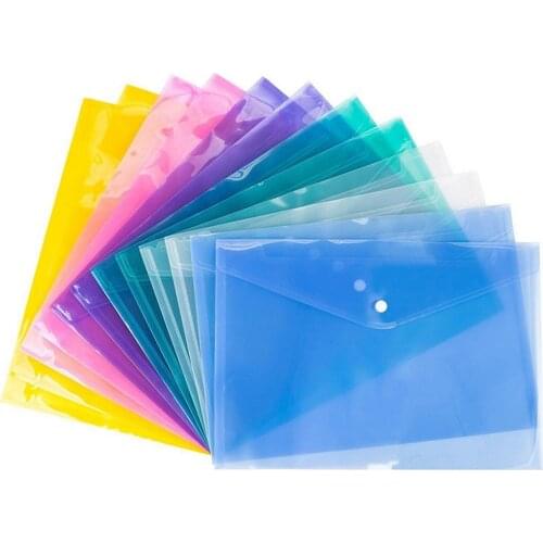 A4 Clear Document Bag Paper File Folder Stationery School Office Case PP 6colors