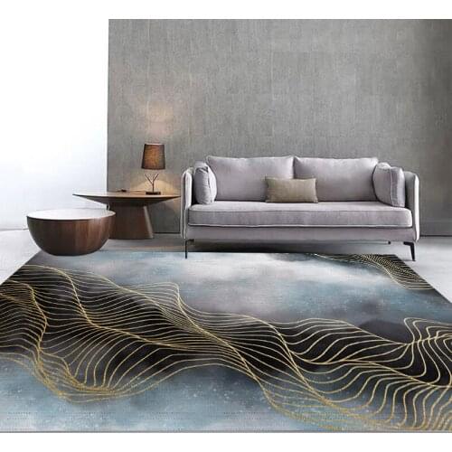 Nordic Abstract Carpet Rug With Gold Line Carpets For Living Room Soft Fluffy Floor Kids For Mat Thick Bedroom Modern Home Rug