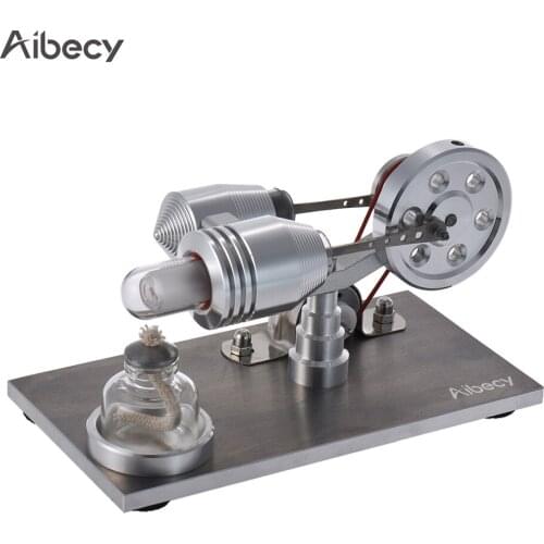 Aibecy Mini Hot Air Stirling Engine Motor Model Heat Power Electricity Generator Mchine with LED Light Education Toy Experiment