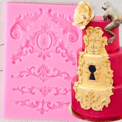Baroque Relief Border Silicone Molds DIY Cupcake Topper Fondant Cake Decorating Tools Candy Resin Clay Chocolate Gumpaste Moulds