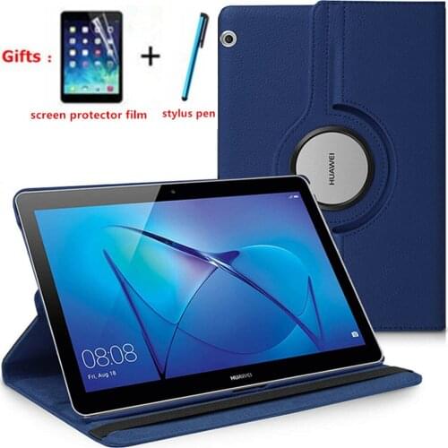Tablet Case For Huawei MediaPad T5 10 T3 9.6 T8 8.0 inch AGS-W09/L09 KOB-L09/W09 360 Rotating PU leather Case Glass Cover