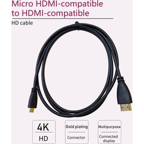ONLENY Black Micro HDMI-compatible to HDMI-compatible Cable Male-female 1.5M 4K for Raspberry Pi 4 Model B Model B Cable Adaptor
