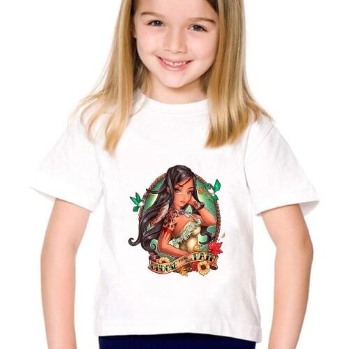 Children Disney Fashion Indian Princess Pocahontas CHOOSE YOUR OWN PATH Cartoon Print Kids Girl T-Shirt Casual Tee Tops