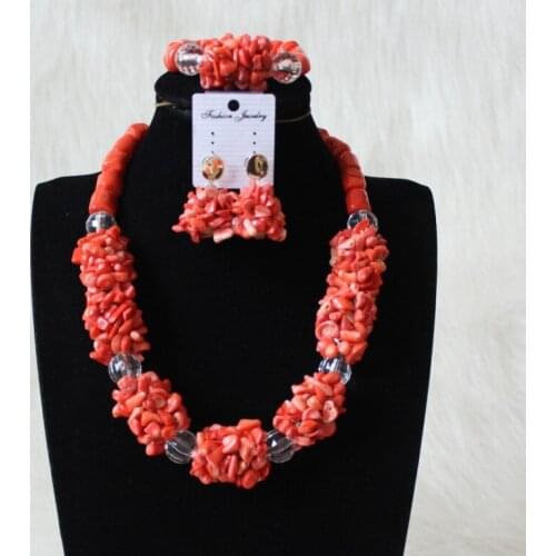 DUDO Orange Original Coral Necklace Craft Big Balls Yuminglai Dubai Costume Jewelry Sets 18 Inches