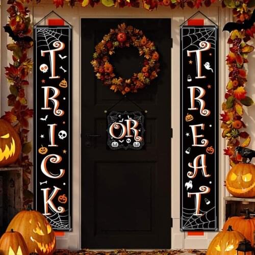 Halloween Decoration Outdoor Artificial Maple Leaf Wreath Hocus Pocus Porch Sign Couplet Banner props Garden Home Party decor