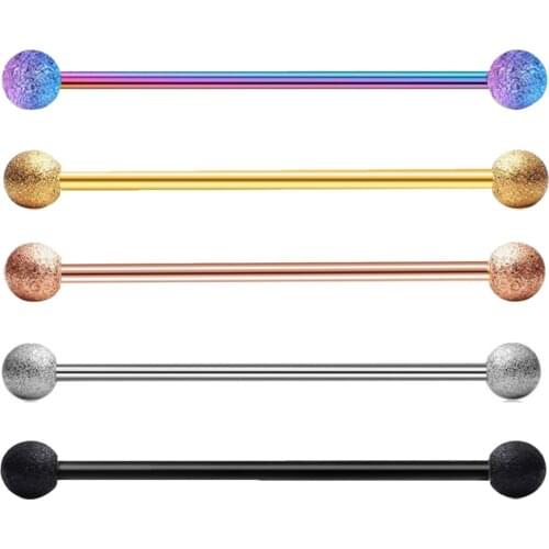 JUNLOWPY 14G Surgical Steel Industrial Barbell Earrings Screw Ball Cartilage Helix Tragus Piercing Body Jewelry for Women Men