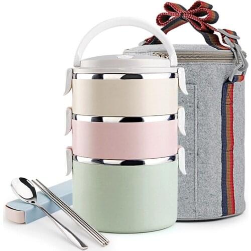 Stainless Steel Bento Box For Food Storage Thermal Lunch Boxs Camping Portable Picnic With Tableware Set Bag