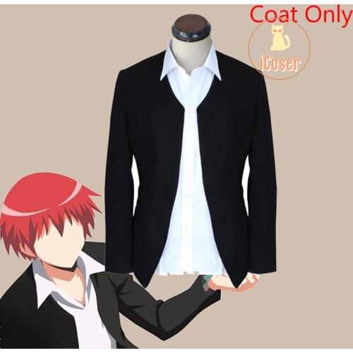 Anime Assassination Classroom Karma Akabane Cosplay Costume Black Coat Cosplay High School Suit Jacket Party Coat