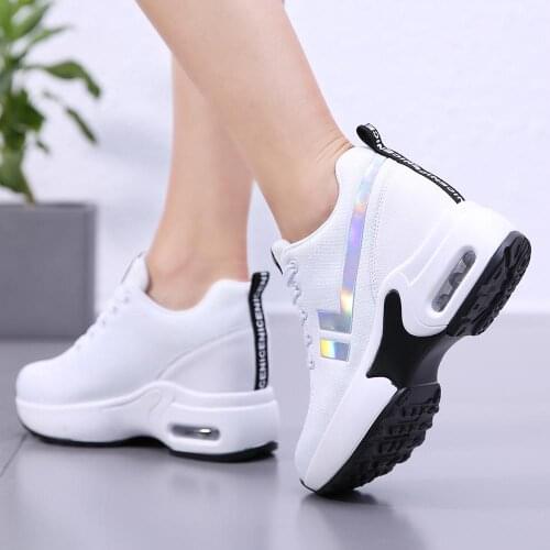 Spring High Heel Shoes Women Platform Sneakers Ladies Shoes Comfortable Outdoor Walking Solid Casual Shoes