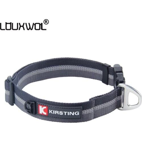 LOUXWOL Dog Collar Nylon 3M Reflective Dog Cat Collar Training Adjustable Pet Dog Accessories for Small Medium Large Dogs Black