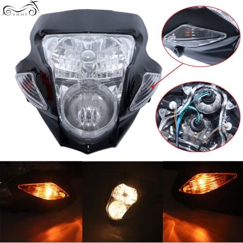 Motorcycle Black Streetfighter Headlight W/Signal For Honda BMW Universal Custom Motorcycle