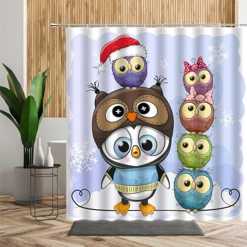 Cartoons Animal Kids Shower Curtain Set Owl Dinosaur Home Decor Bath Screen Creative Children Bathroom Curtains Waterproof Cloth