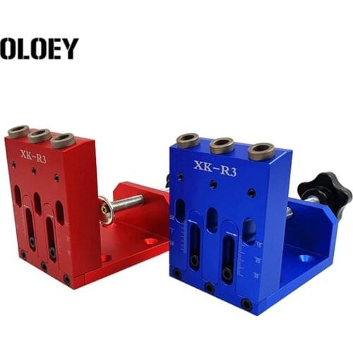 Woodworking Oblique Pocket Hole Puncher Locator Drill Guide Set Dowelling Jig Self Tighten Clamp Dowel Punching Carpenter Kit