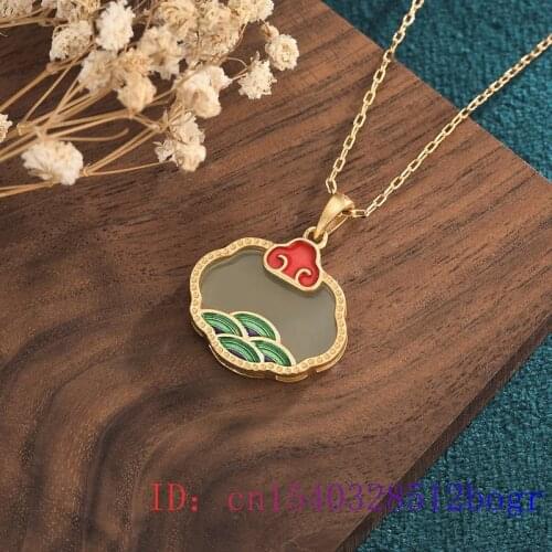 Jade Ruyi Pendant Zircon Chinese Charm Women Chalcedony Crystal Fashion Gifts Necklace Jewelry Natural 925 Silver Amulet