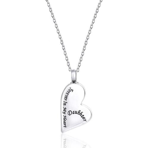 RIR Unique Design Daughter Forever In My Heart Cremation Jewelry Keepsake Memorial Urn ashes Necklace In Stainless Steel