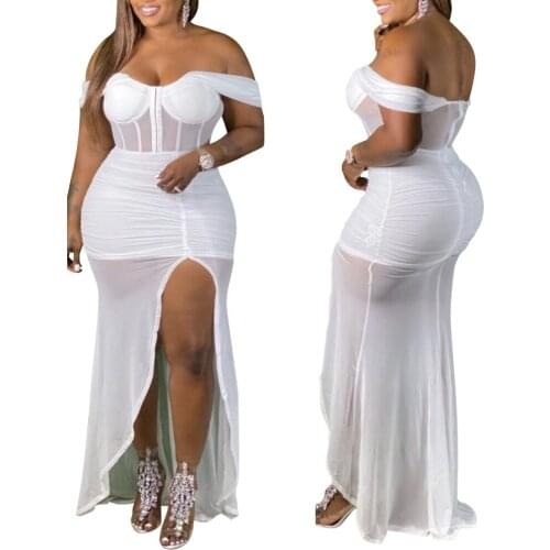 2021 New Arrival Famous Brand Women Dress Strapless Lace Anklelength Sexy