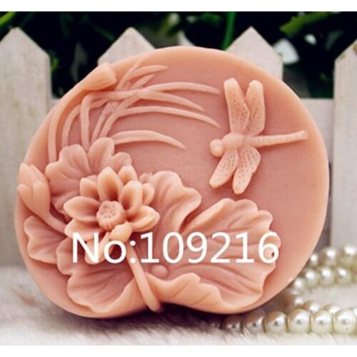 New Product!!1pcs Lotus and Dragonfly (zx334) Food Grade Silicone Handmade Soap Mold Crafts DIY Mould
