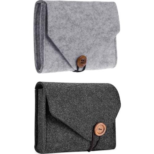 New Felt Pouch Power Bank Storage Bag For Data Cable Mouse Travel Organizer