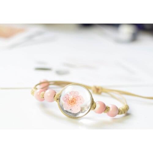 Dried Flower Specimens Immortal Flower Bracelet Gift for Girlfriends Vibrato The Same Popular Jewelry Japan Korea Europe and USA