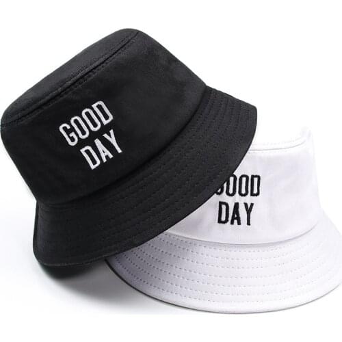 Good Day Letters Bucket Hats Funny Fisherman Hats For Men Women Embroidery Hat Beach Outdoor Hunting Cap