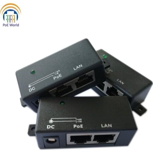 Passive PoE injector 10/100 Power over Ethernet injector Shielded RJ-45 LAN+POE & 2.1mm*5.5mm power connector