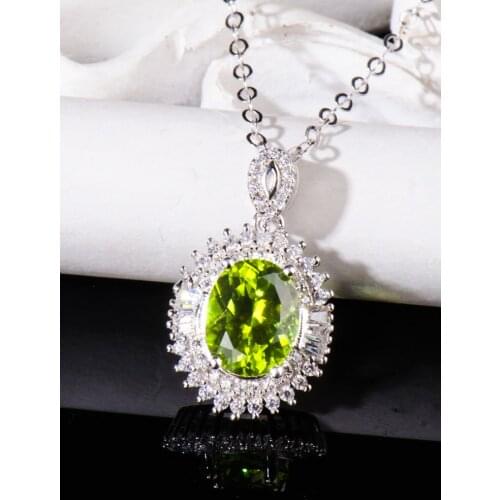 Natural peridot pendants, Olivine pendants for women, real 925 sterling silver, jewelry 2020, necklace for women ,christmas