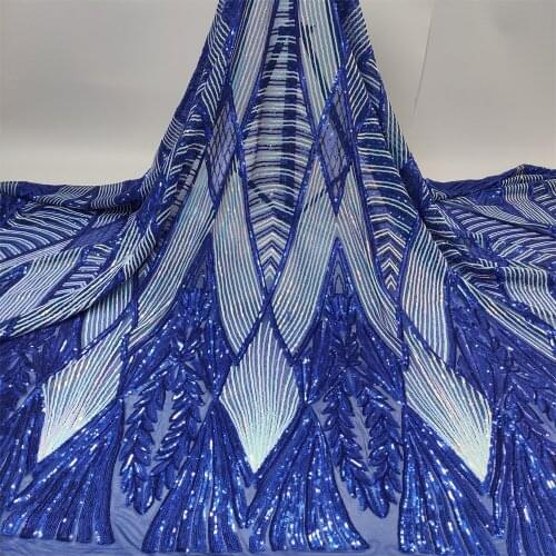 Latest 2021 High Quality African Nigerian Tulle Lace Fabric With Sequins Embroidery Sewing Guipure Organza Prom Dresses 5yards