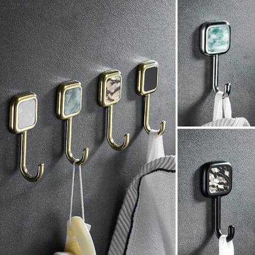 Punch Free Metal Bathroom Hanging Hook Key Holder Golden Coat Rack Wall Organizer