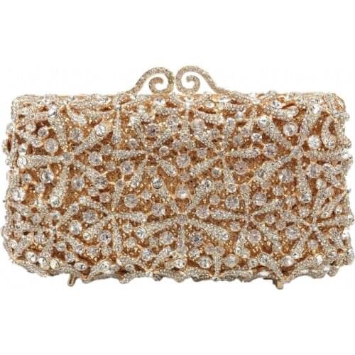 Luxury Long European Hollow Hand Inlaid Diamond Evening Clutch Lady American Style Messenger Bag Personality Clutch Wallet