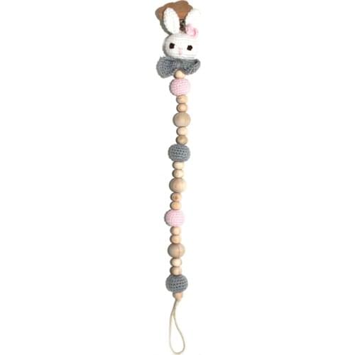 Pink Gray White Rabbit Is Pacifier Hanger